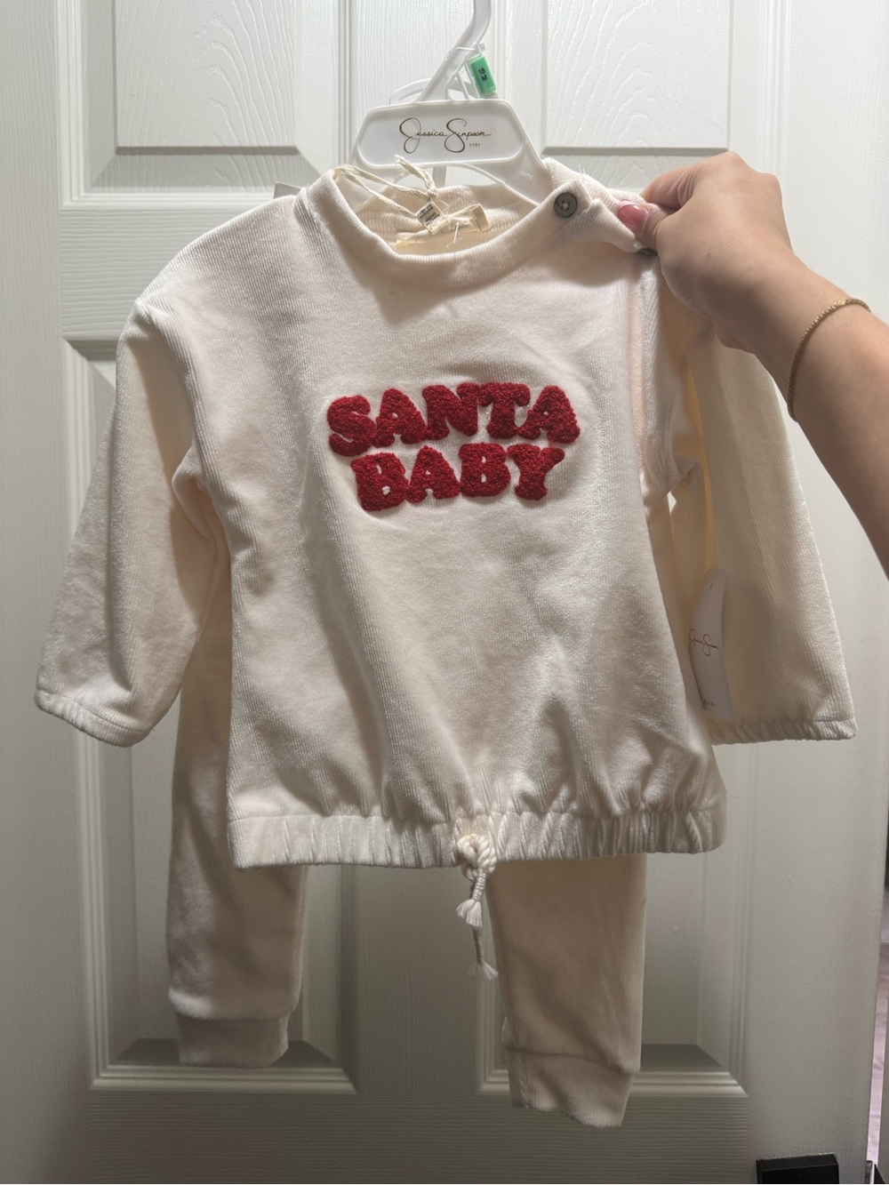 Jessica Simpson Cream 'Santa Baby' Sweatshirt with Red Applique